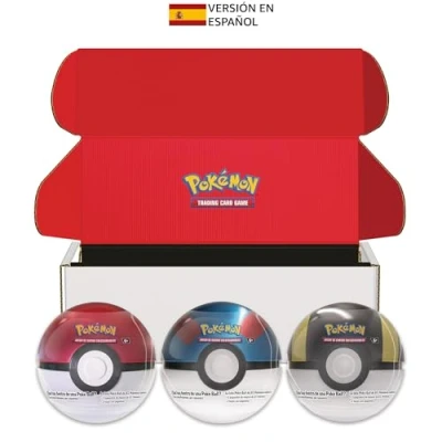 Imagen de JCC Pokémon: Lote de latas Poké Ball, versión 2024: Super Ball y Ultra (9 Paquetes Mejora Pokémon 7 Hojas con Pegatinas)