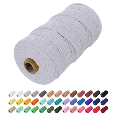 Imagen de Uiopa Hilo Macrame 2mm x 200m, Cuerda de Algodon Natural Cordel, Manualidades para DIY Pared, Cortina, Colgar Plantas, Decoracion Dormitorio (Gris claro)
