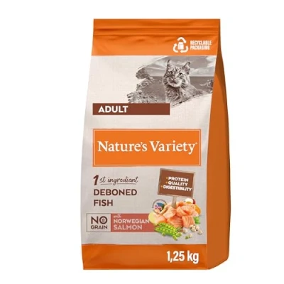 Imagen de Nature&#039;s Variety Selected, Pienso para Gatos Adultos, sin cereales, con Salmón noruego espinas, 1,25kg