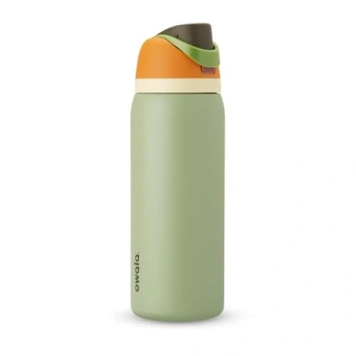 Imagen de Owala FreeSip Botella de agua aislada acero inoxidable con popote para deportes y viajes, sin BPA, 32 onzas, naranja/verde (camuflaje fresco)