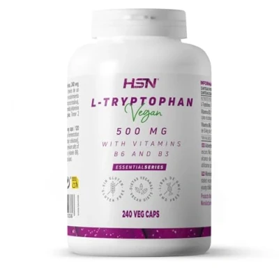 Imagen de HSN L Triptófano 500 mg 240 Cápsulas Vegetales Alta Concentración Puro Aminoácido Con Vitamina B6 y Niacina (B3) No GMO, Vegano, Sin Gluten