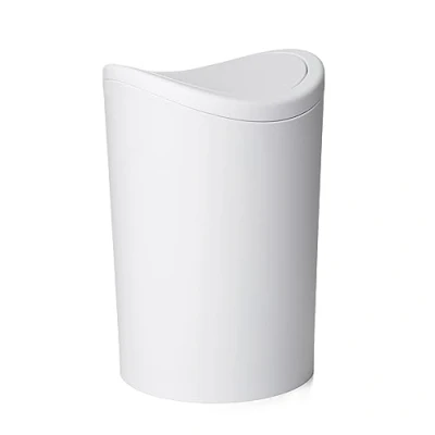 Imagen de Tatay Papelera Baño con Tapa Basculante, 6L de Capacidad, Polipropileno, Libre BPA, Color Blanco, Medidas 19 x 28 cm