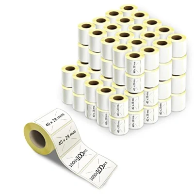 Imagen de m MU Etiquetas Adhesivas 100 Rollos/100000 Hojas Etiquetas, 40MM X 28MM, Etiqueta De Envío Exprés, Para Catering Tarros Comida Pegatinas Oficina Cocina4x2.8CM