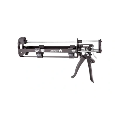 Imagen de VERLINGER Prensa De Cartuchos 2K Pistola Cartucho Doble Para Adhesivos Epóxicos Silicona Acrílico Empuje 26:1 Universal Versátil Aluminio Acero Negro Pro