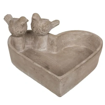 Imagen de Out of the blue Decoración Exterior/Baño para pájaros en Forma de corazón Cemento/Dimensiones: 20 x 10 cm