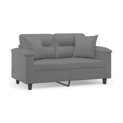 Imagen de vidaXL Sofá de 2 Plazas con Cojines, Asiento Reposabrazos, Tapizado Televisión, para Salón, Tela Microfibra Gris Oscuro
