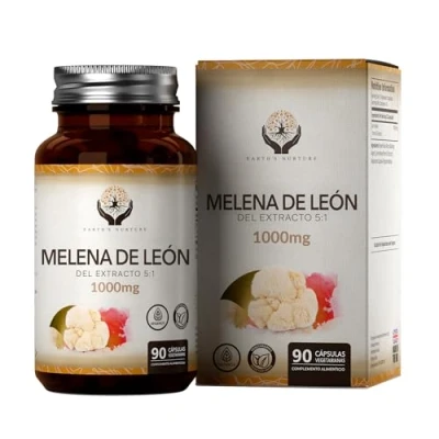Imagen de en Melena de Leon Suplemento 90 Cápsulas Lions Mane 1000mg Hongos Melana Alta Potencia por Porción Sin OGM, Gluten, Lácteos y Alérgenos Hecho el RU
