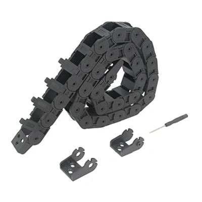 Imagen de Zeberoxyz Cadena de arrastre 18x25mm, longitud 1metro, tipo abierto, cable plástico negro, R28 con 1kit conectores finales para impresora 3D y máquinas CNC (18mmx25mm, abierto exterior)