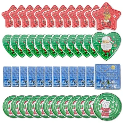 Imagen de THE TWIDDLERS 48 Juegos de Laberinto Navideño Formas variadas Ideal para Piñata Regalos Sorpresas.