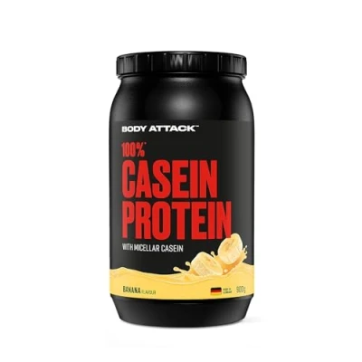 Imagen de Body Attack 100% proteína de caseína, rico en aminoácidos esenciales, desarrollo músculos, bajo carbohidratos para, los atletas y las personas conscientes su físico, Crema plátano, 900g
