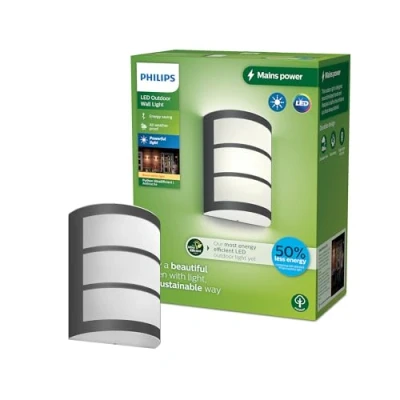 Imagen de Philips Lighting Aplique pared Exterior Ultraeficiente Python, 3.8W, 2700K, Antracita, resistente intemperie IP44