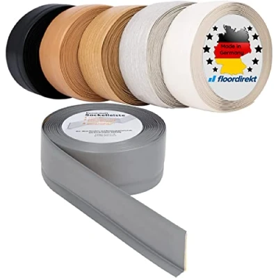 Imagen de Rodapié Oslo, se puede cortar individualmente, parte trasera autoadhesiva, zócalo blando de PVC en muchos colores, 50 x 15 mm (longitud: metros, roble)