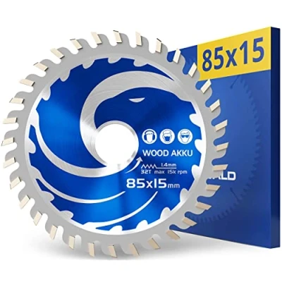 Imagen de FALKENWALD Hoja de sierra inalámbrica 85 x 15 ideal para madera Compatible con Bosch GKS 12 V 26, 85, Makita Mini