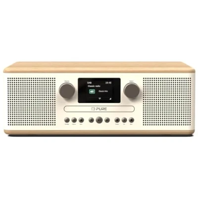 Imagen de Pure Classic C D6 Equipo de música (Reproductor CD, Dab+/FM, Bluetooth, AUX, USB, Alarma Sleeptimer) Blanco algodón/Roble