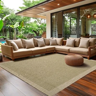 Imagen de SIMPEX Alfombra Exterior para Terraza, Balcón y Jardín, de Cocina Diseño Unicolor, Resistente a la Intemperie, Lavable Colores Verde, 280 x 370 cm