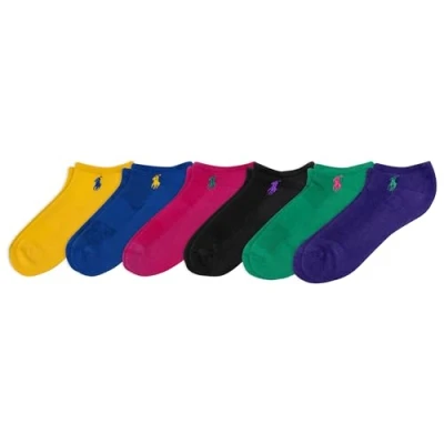 Imagen de POLO RALPH LAUREN Performance Cotton Low Cut Socks 6 Pair Pack Breathable Mesh &amp; Sport Cushioning Medio cojín de Corte bajo, Brillante Surtido, 3.5 9 UK Mujer