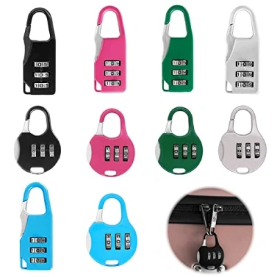 Imagen de 10 Piezas Candados Maletas de Viaje Pequeños Candado Combinacion 3 Digitos Taquilla Gimnasio Mini Aluminio Numeros 5 Colores,para Colegio Armario Mochila Equipaje