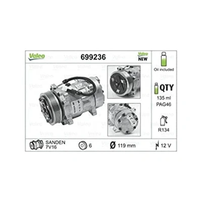 Imagen de VALEO NEW ORIGINAL PART 699236 compresor de Aire Acondicionado SD7V16 12 PAG 46 R 134 a con aceite CITROËN: Xsara Picasso
