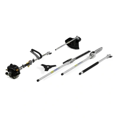 Imagen de Alpina Multiherramienta AMT 26, Motor de gasolina 25,4 cc, con podadora telescópica, Accesorio cortasetos, Desbrozadora hilo y cuchilla, Mango telescópico desmontable, Correa hombro incluida