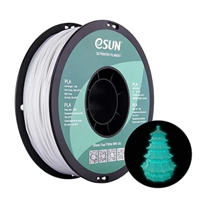 Imagen de eSUN Filamento PLA Glow 1.75mm, in the Dark Azul para Impresora 3D, Precisión Dimensional +/ 0.05mm, 1KG Carrete (2.2 LBS) Fluorescente Impresión Luminoso