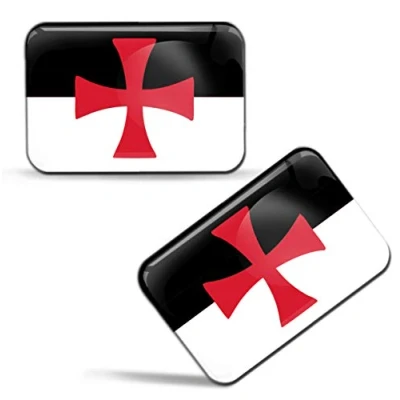 Imagen de Biomar Labs® 2 pcs 3D Gel Pegatinas Siliconas Bandera Cruz Roja de Caballeros Templarios Cruzadas Knights Templar Flag Stickers Adhesivos para Auto Coche Moto Bicicleta Ordenador Portátil F 75