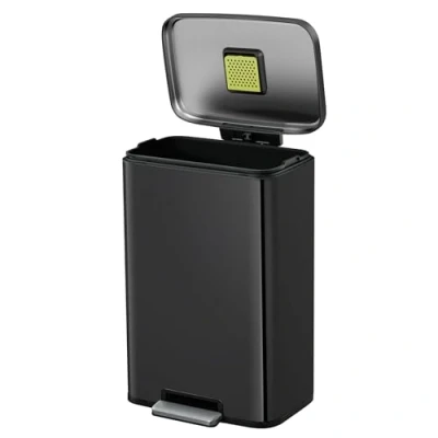 Imagen de EKO Madison Cubo de Basura Cocina 50L con Pedal y Tapa Cierre Suave Negro MateAcero Inox Antihuella Papelera Moderna Robusta Gran Capacidad para Reciclaje