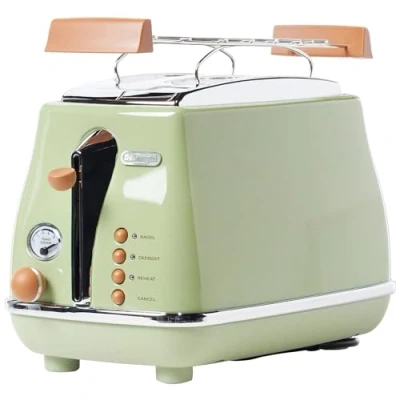 Imagen de De&#039;Longhi CTOV 2103.GR Tostadora Icona Vintage 900 W, 2 rebanadas, acero Inoxidable, verde