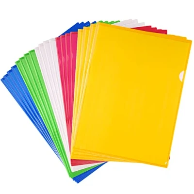 Imagen de FEPITO 20 Pack A4 Cut Flush Folders Plastic File Document Wallet Surtido de colores