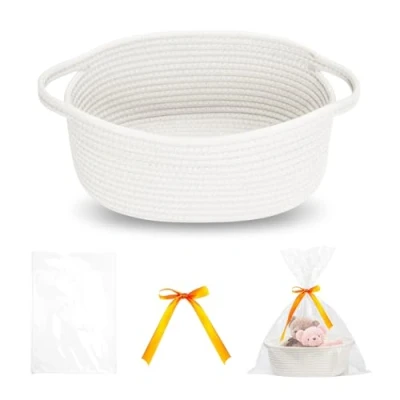 Imagen de GIDWRIY Cestas Almacenaje Algodon, Cesta Tejidos Algodon,Cesta de Regalo Vacia,Cestas Organizadoras para Dormitorio,Cajas Trenzada,Organizador Juguetes Salon,Caja Organizadora Baño