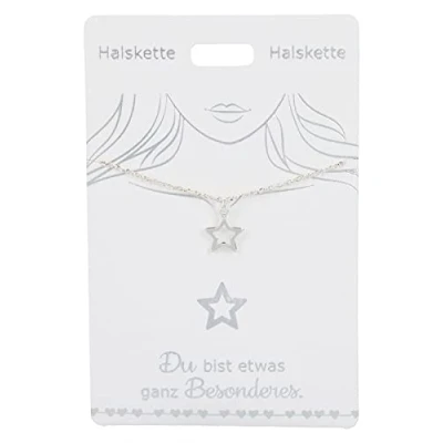 Imagen de Depesche 4710 012 Collar con colgante símbolo de estrella, chapado en plata, longitud variable (42 cm + 5 cm), ideal como regalo o pequeño detalle