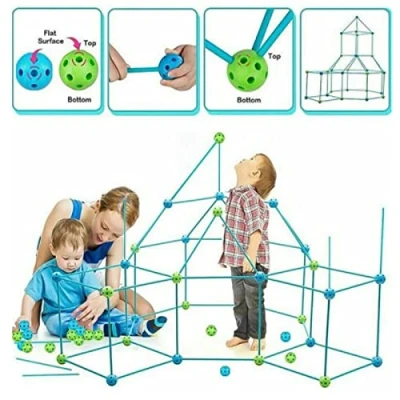 Imagen de TLHWIN Kids Fort Building Kits Juego de Juguetes educativos Aprendizaje para Interiores y Exteriores fabricación Bricolaje construcción Regalo cumpleaños (88PCS)