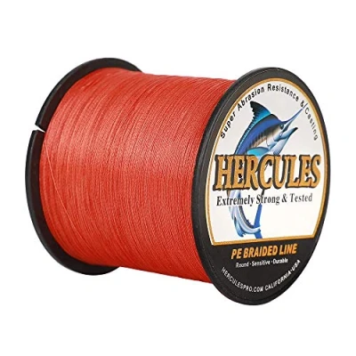 Imagen de Hercules Sedal Trenzado de 4 Hilos, 100 2000 m, 6 LB, Súper Suave, Polietileno, Multifilamento Hilo Pescar en el mar y Agua
