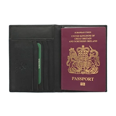 Imagen de VISCONTI Colección Polo Porta Pasaporte de Cuero Bloqueo RFID 2201 Negro