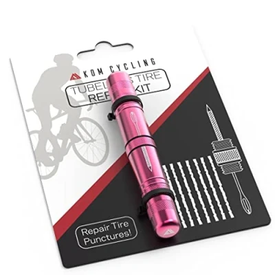 Imagen de KOM Cycling Kit de reparación neumáticos sin cámara para Bicicletas, 8 Colores, arregla pinchazos Bicicleta montaña y Carretera