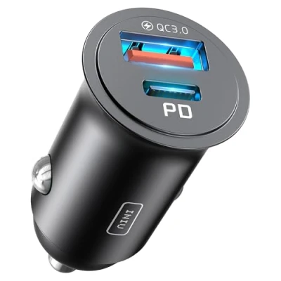 Imagen de INIU Cargador Coche Carga Rápida, 60W Total [USB C 30W+USB A 30W] PD &amp; QC3.0 Coche, USB Mechero para Movil iPhone 16 15 14 13 12 Pro MAX iPad Samsung S23 S22 Huawei LG