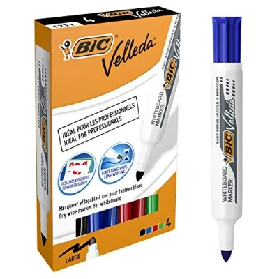 Imagen de Bic Whiteboard Marker Paquete de 4 rotuladores para pizarra, multicolor