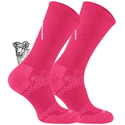 Imagen de TODO Calcetines de senderismo BP Merino para hombre, mujer, niños. trekking, lana merino, transpirables, antiburbujas, producción la UE, fucsia, 27 30