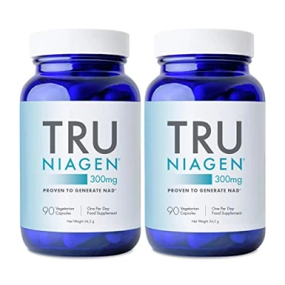 Imagen de Tru Niagen Suplemento NAD+ de ribósido nicotinamida, para reducir el cansancio y la fatiga, fórmula patentada, 2 unidades, 90 mg por porción, 300