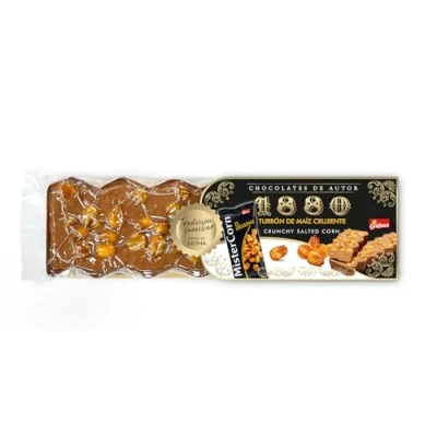 Imagen de 1880 Turrón Chocolates de Autor Maiz Crujiente Mistercorn 200g, Tableta Chocolate con Leche, Textura Cremosa y Crujiente, Calidad Suprema, clásico, Artesanal, Sabor a Quico