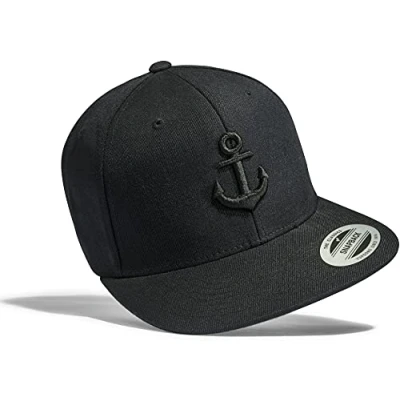 Imagen de Gorra de béisbol: Ancla Flexfit Classic Snapback Basecap con Bordado en 3D Pescado Cap Regalo s Pescador Hombre y Mujer Gorro Tapa Pesca Hip Hop Rap (Negro)
