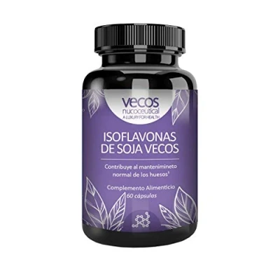 Imagen de VECOS NUCOCEUTICAL a LUXURY FOR HEALTH Isoflavonas de Soja con Calcio, Magnesio y Zinc Ayuda Aliviar los síntomas la menopausia, el cansancio fatiga 60 cápsulas Vegetales