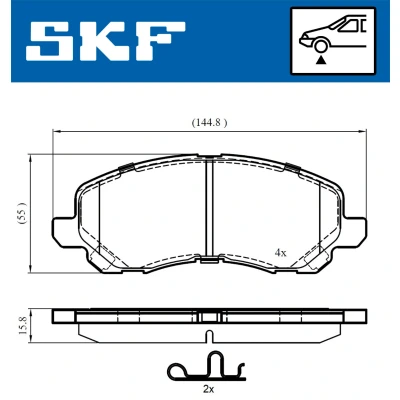 Imagen de SKF VKBP 80169 A Juego de pastillas freno con avisador acústico desgaste MITSUBISHI: ASX SUV, Lancer 8 Limousine, OUTLANDER 3