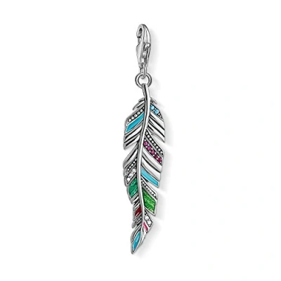 Imagen de Thomas Sabo Colgante charm para mujer en forma de pluma étnica, plata ley 925, Y0034 340 7