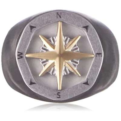 Imagen de Fossil Anillo Para Hombre Sutton, Longitud: 18mm, Anchura: 18mm De Acero Inoxidable 2 Tonos, JF04410998