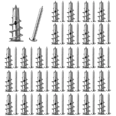 Imagen de 30 Piezas Tacos para Cartón Yeso, con Tornillos, 13 * 32mm, de Yeso Autoperforantes, Pladur Fijación en Piedra, Ladrillos, Hormigón, Placas