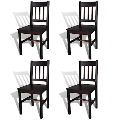 Imagen de vidaXL 4X Sillas de Salón Comedor Silla Cocina Conjunto Asientos Hogar Comer Sala Estar Mobiliario Casade Madera Pino Marrón Oscuro