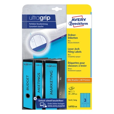 Imagen de Avery Border Binder Labels, Blue 61 X 297mm (20) Etiquetas De Impresora