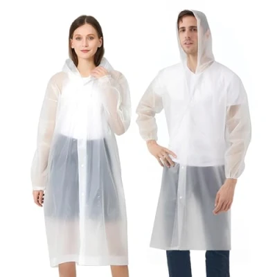 Imagen de HOOPOE Chubasquero Impermeable,3 Piezas Poncho Impermeable,Chubasquero Plegable Unisex,Poncho Lluvia Portátil Reutilizable,Chubasquero para Viajes,Senderismo