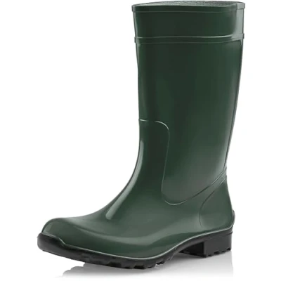 Imagen de Ladeheid Botas de Agua para Mujeres Zapatos Antideslizantes e Impermeables en Goma PVC Mujer Women rubberboots LA 967 (Verde Botella/Negro, 38 EU)