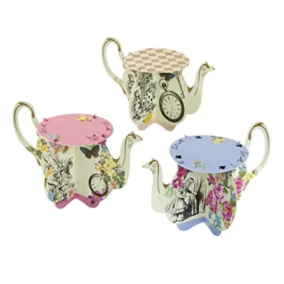 Imagen de Talking Tables TSALICE TEAPOTS Truly Alice Soportes de Magdalena Tetera, Cartón, Multicolor, 10.5x14x8.5 cm, 6